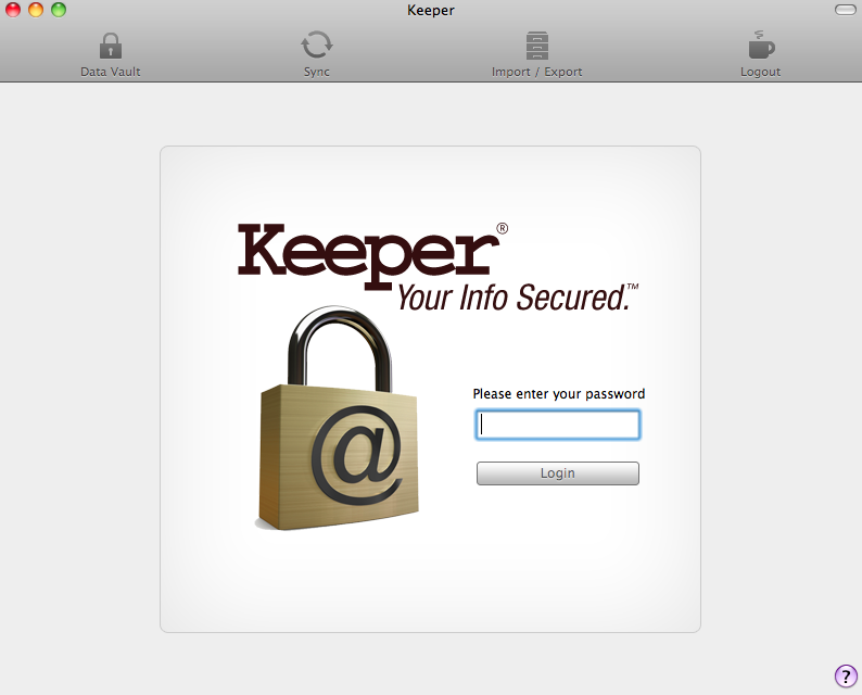 keeper 5.0 : Password login