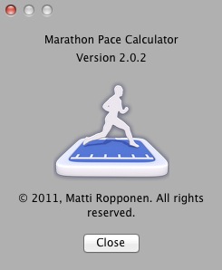 Marathon Pace Calculator 2.0 : About window