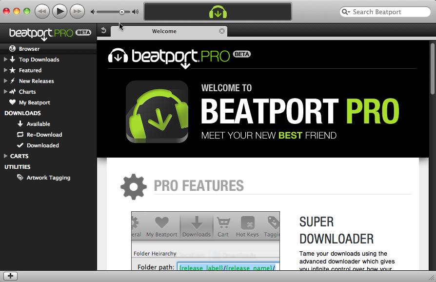 Beatport Pro 1.1 beta : Main Window