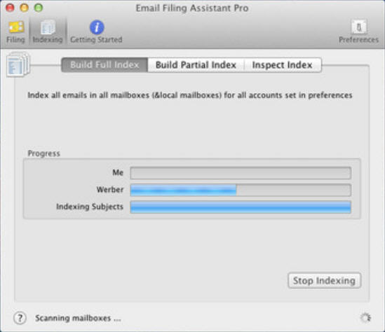 Email Filing Assistant Pro 2.1 : Main Window