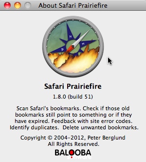 Safari Prairiefire 1.8 : About Window
