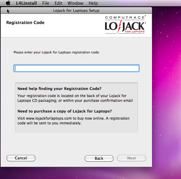 LoJack for Laptops 1.1 : Main window