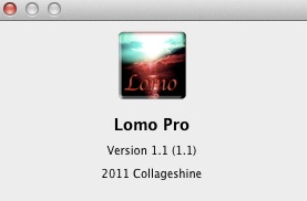 Lomo Pro 1.1 : About window