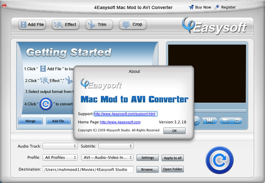 4Easysoft Mac Mod to AVI Converter 3.2 : Main Window