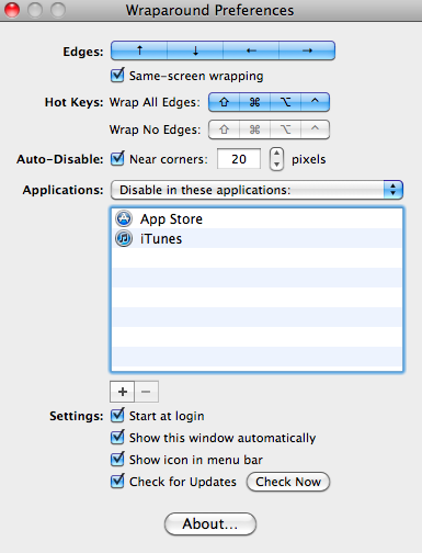 Wraparound 1.6 : Disable functionality in specific applications