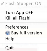 Flash Stopper free 1.0 : Menu