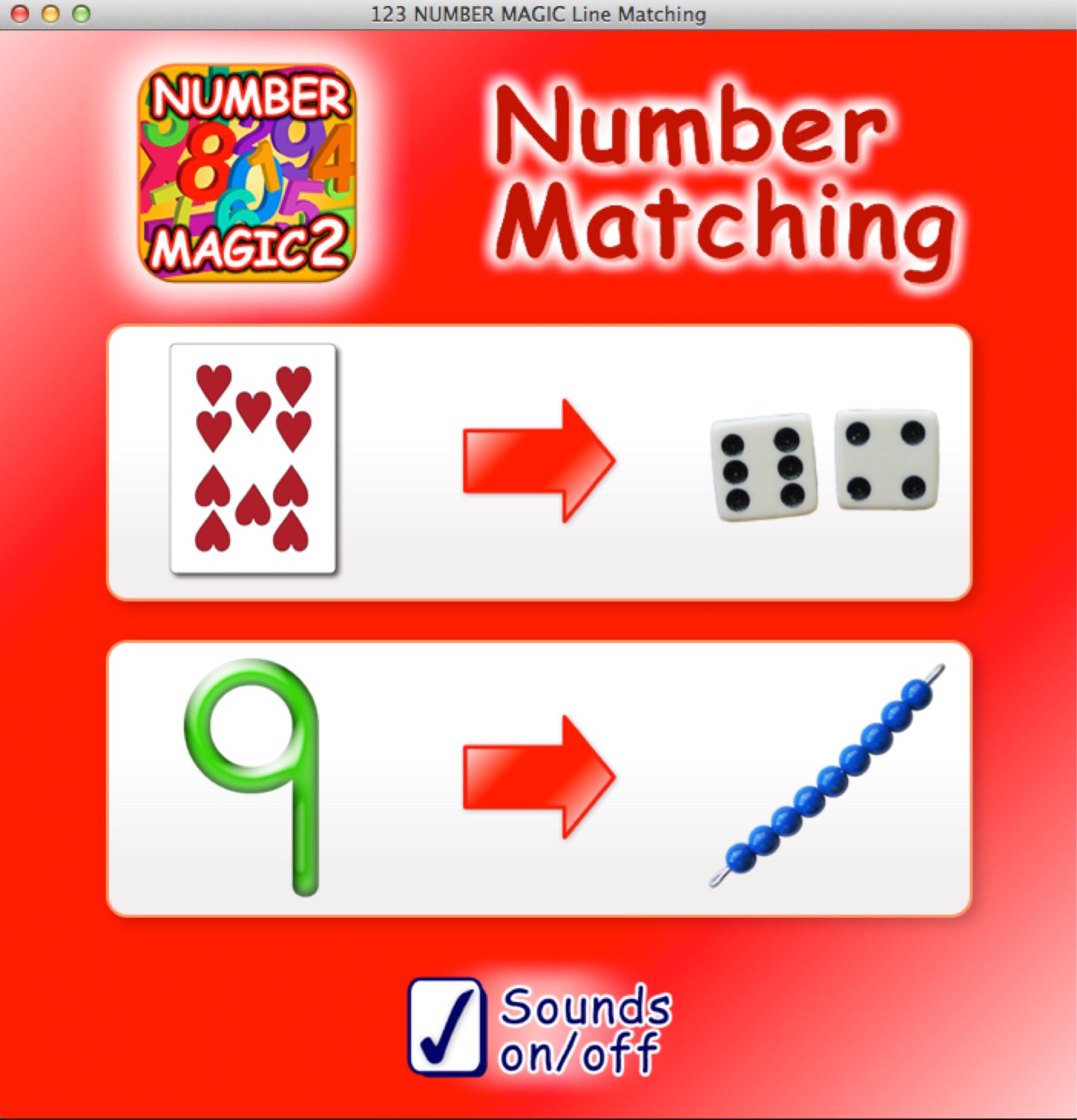 123 NUMBER MAGIC Line Matching 1.0 : Main menu