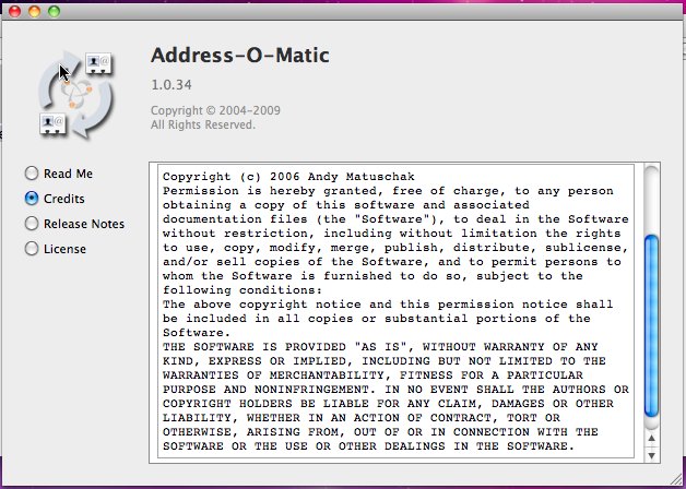 Address-O-Matic 1.0 : Main window