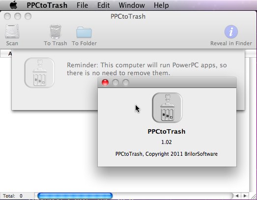 PPCtoTrash 1.0 : Main window