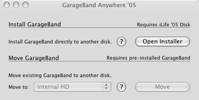 GarageBand Anywhere 5.0 : Main window