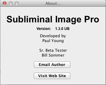 Subliminal Image Pro 1.3 : About Window