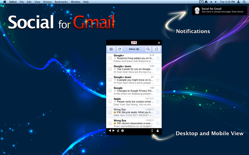 Social for Gmail 1.1 : Social for Gmail screenshot