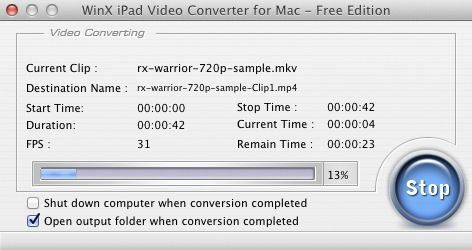 WinX iPad Video Converter for Mac - Free Edition 2.8 : Converting