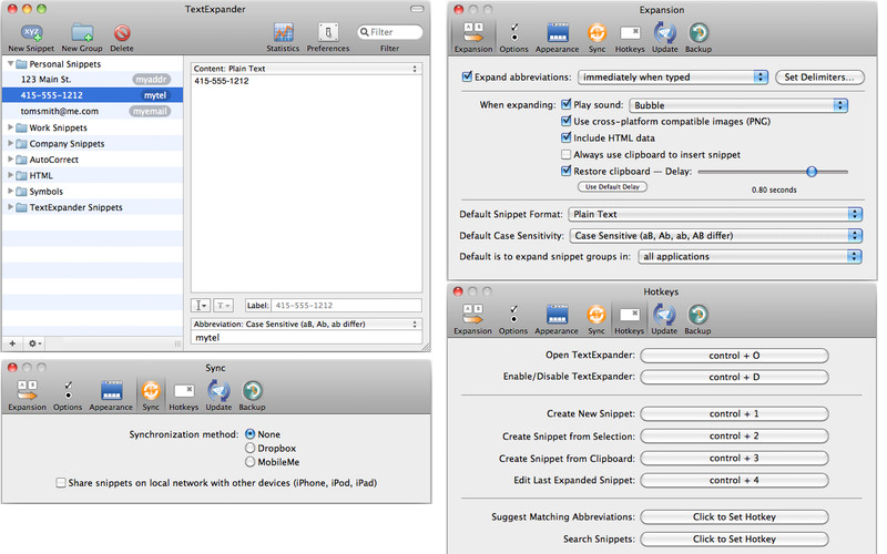 TextExpander for Mac 3.4 : TextExpander for Mac screenshot