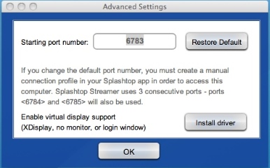 Splashtop Streamer 1.7 : Advanced settings