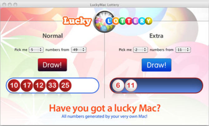 Lucky Lottery 1.0 : Main Window
