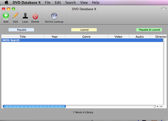 DVD Database X 1.7 : Main window