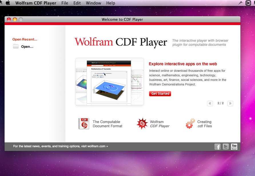 Mathematica CDF Player 8.0 : Main window