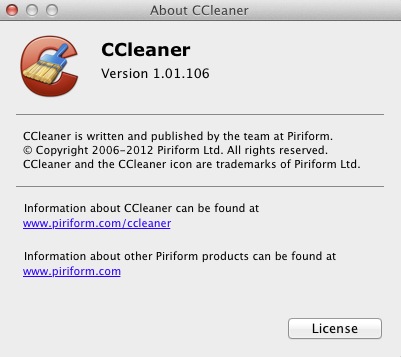 CCleaner 1.0 : About window