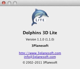 Dolphins 3D Lite 1.1 : About window