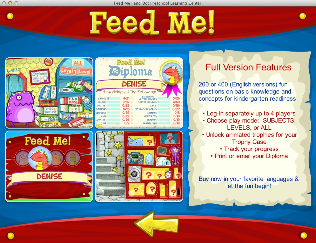 Feed Me PencilBot Preschool Learning Center 1.2 : Things you can find in the registered version