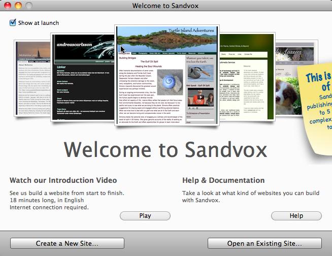 Sandvox 2 2.2 : Main Window