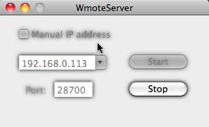 WmoteServer 1.0 : Main Window