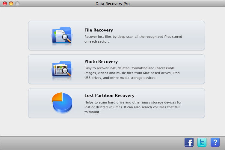 Data Recovery Pro 1.1 : Main Window