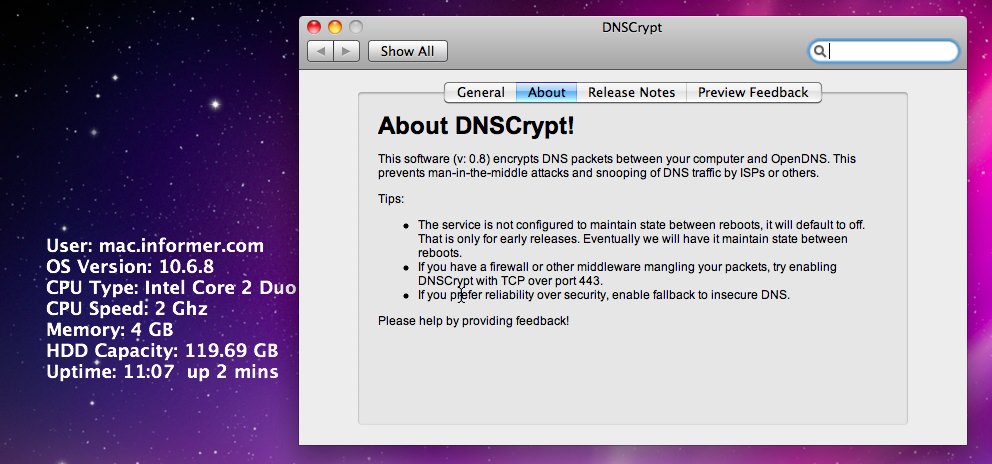DNSCrypt-Menubar : Main window