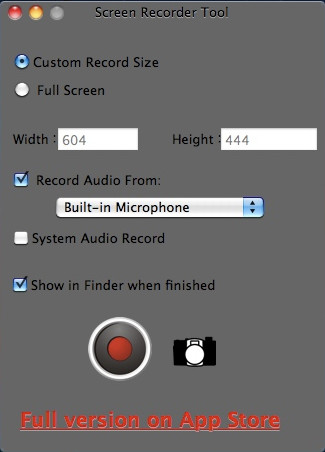 Screen Recorder Tool 2.0 : Main Window