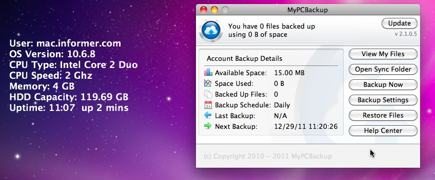 MyPCBackup 2.1 : Main window