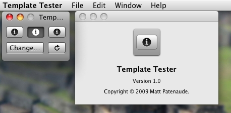 Template Tester 1.0 : Main Window - About