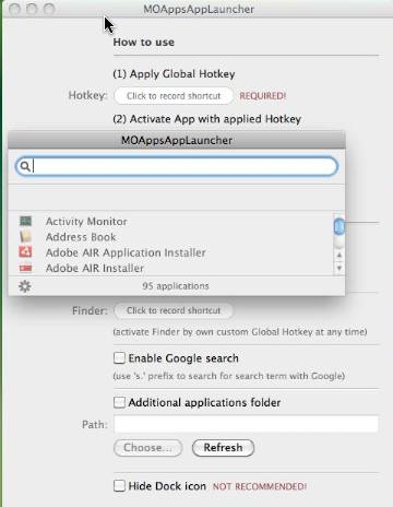 MOApps Launcher 1.2 : Main window