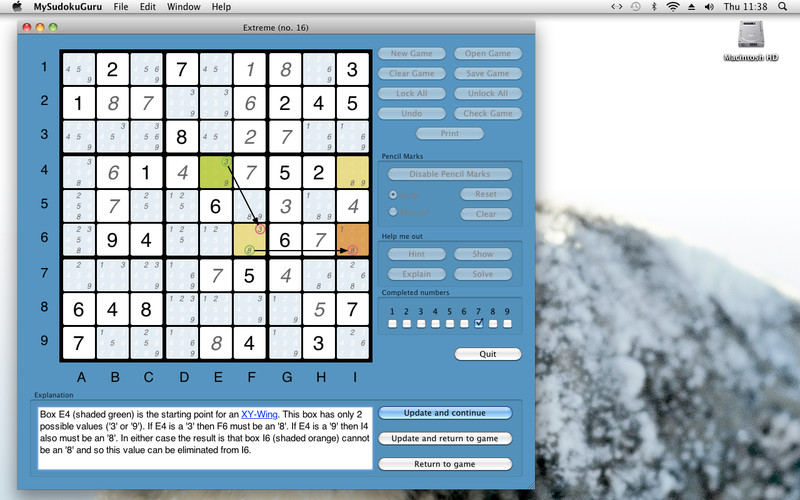 My Sudoku Guru 1.1 : Main interface