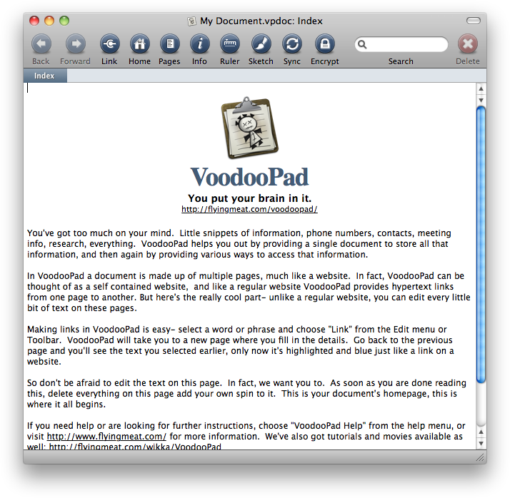 Voodoo Pad 4.3 : Main Window
