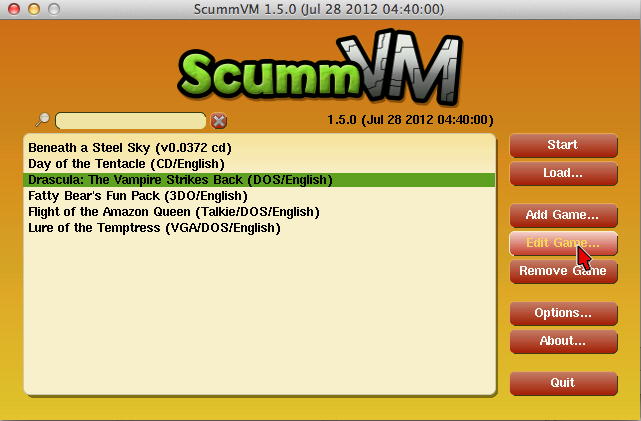 ScummVM 1.5 : Game Selection