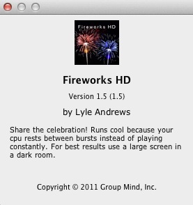 Fireworks HD 1.5 : About window