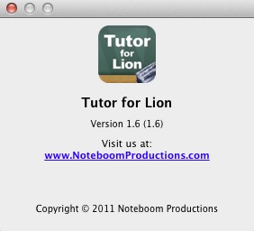Tutor for Lion 1.6 : About window