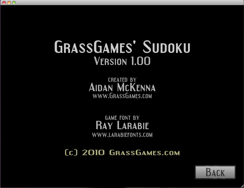 GrassGames' Sudoku 1.0 : About