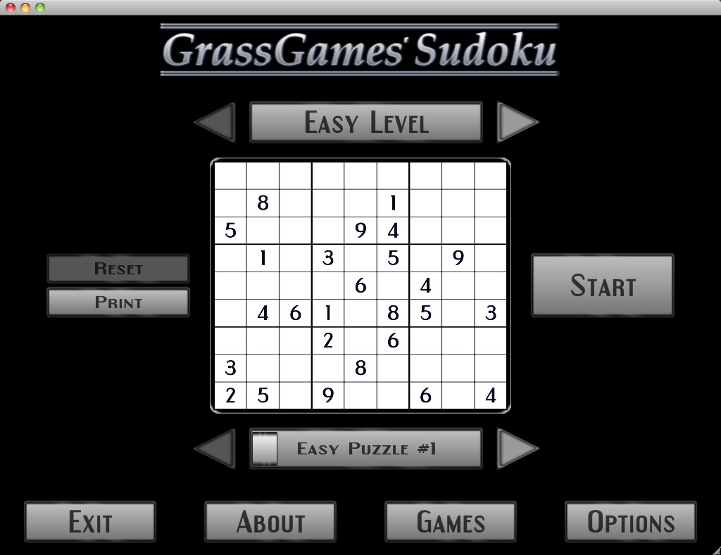 GrassGames' Sudoku 1.0 : Select your game