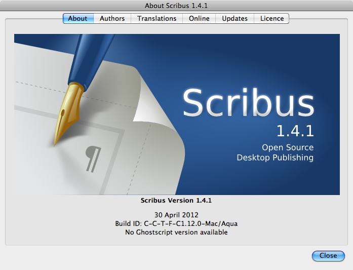 Scribus 1.4 : Program version