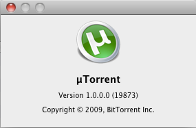 µTorrent (uTorrent) 1.0 : About window