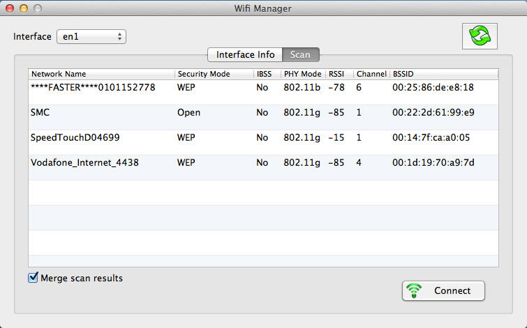Wifi Manager 1.0 : Main Window