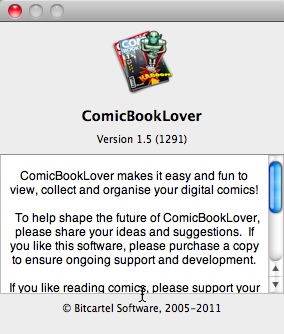ComicBookLover 1.5 : About Window