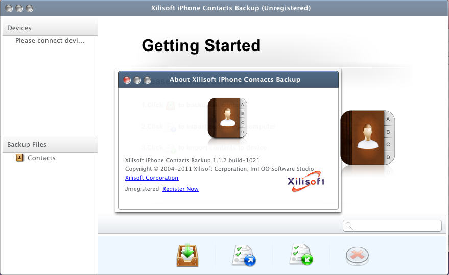 Xilisoft iPhone Contacts Backup 1.1 : Main Window