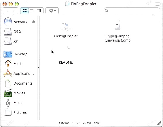 FixPng Droplet 1.0 : Main window