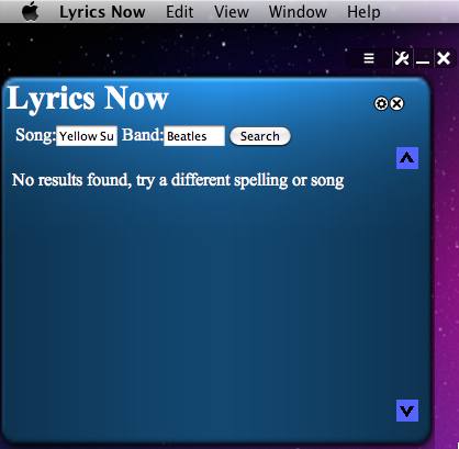 Lyrics Now 2.0 beta : Main Window