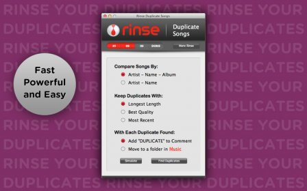 Rinse Duplicate Songs screenshot