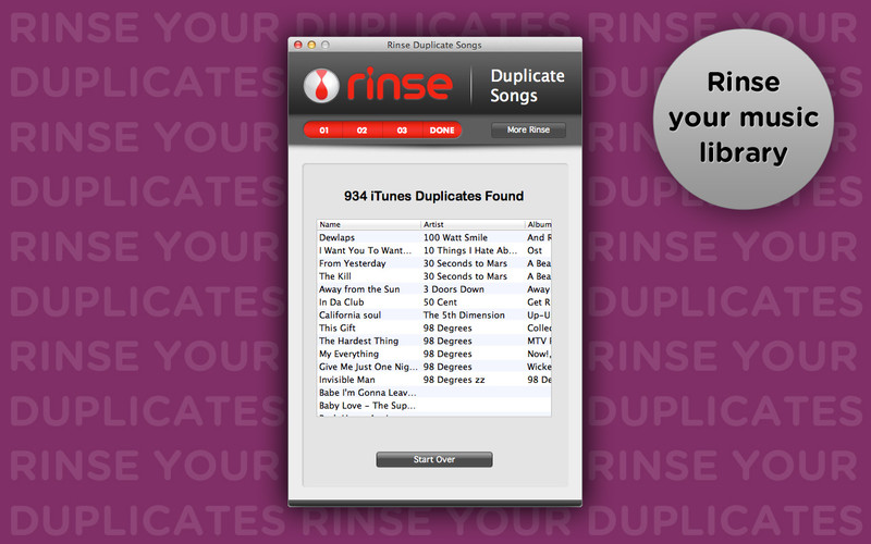 Rinse Duplicate Songs 1.0 : Rinse Duplicate Songs screenshot
