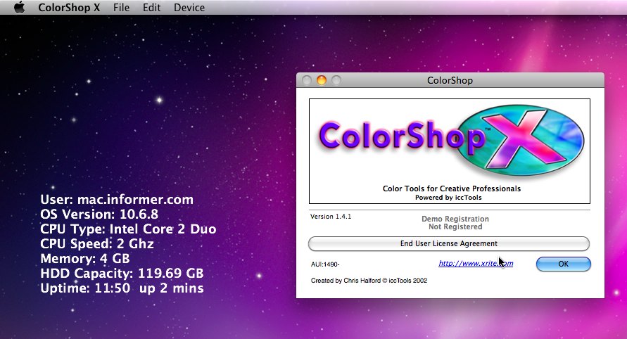 ColorShop X 1.4 : Main window